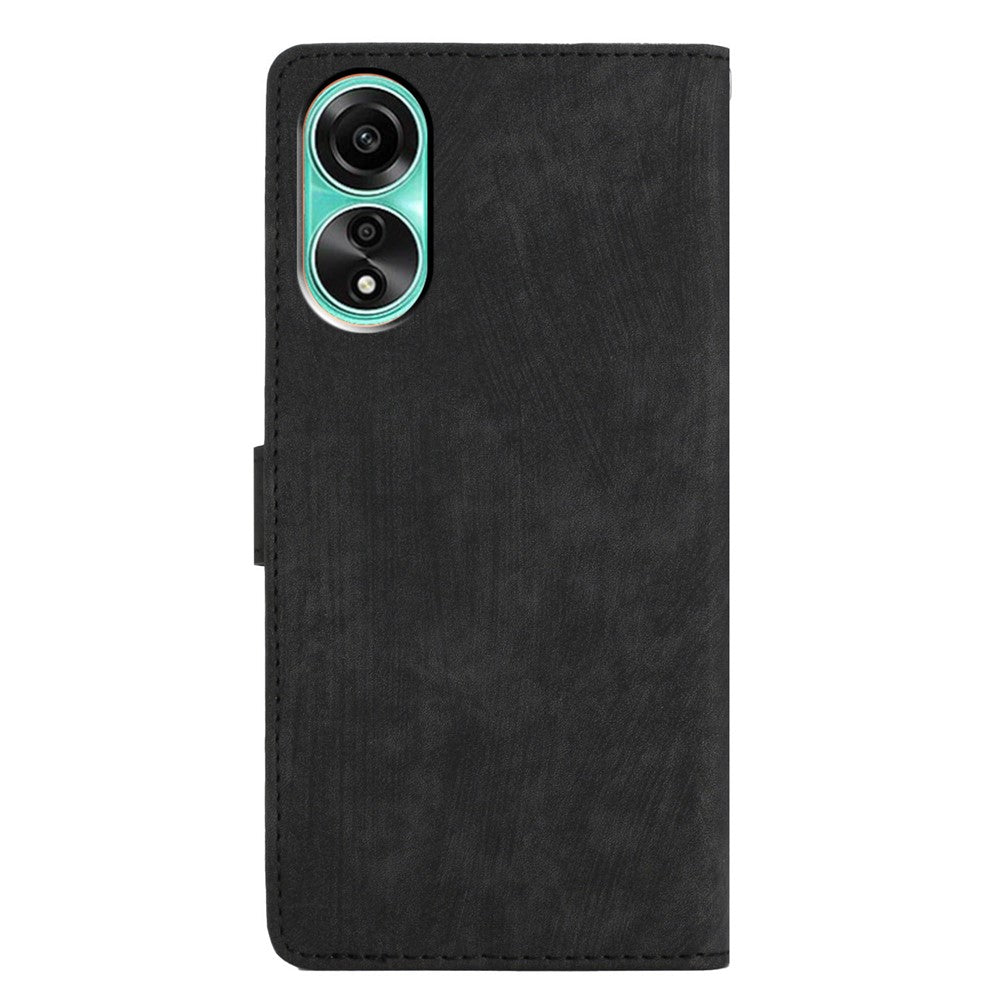 For Oppo A38 4G Case Skin-touch Leather Wallet Cover Solid Color Phone Shell