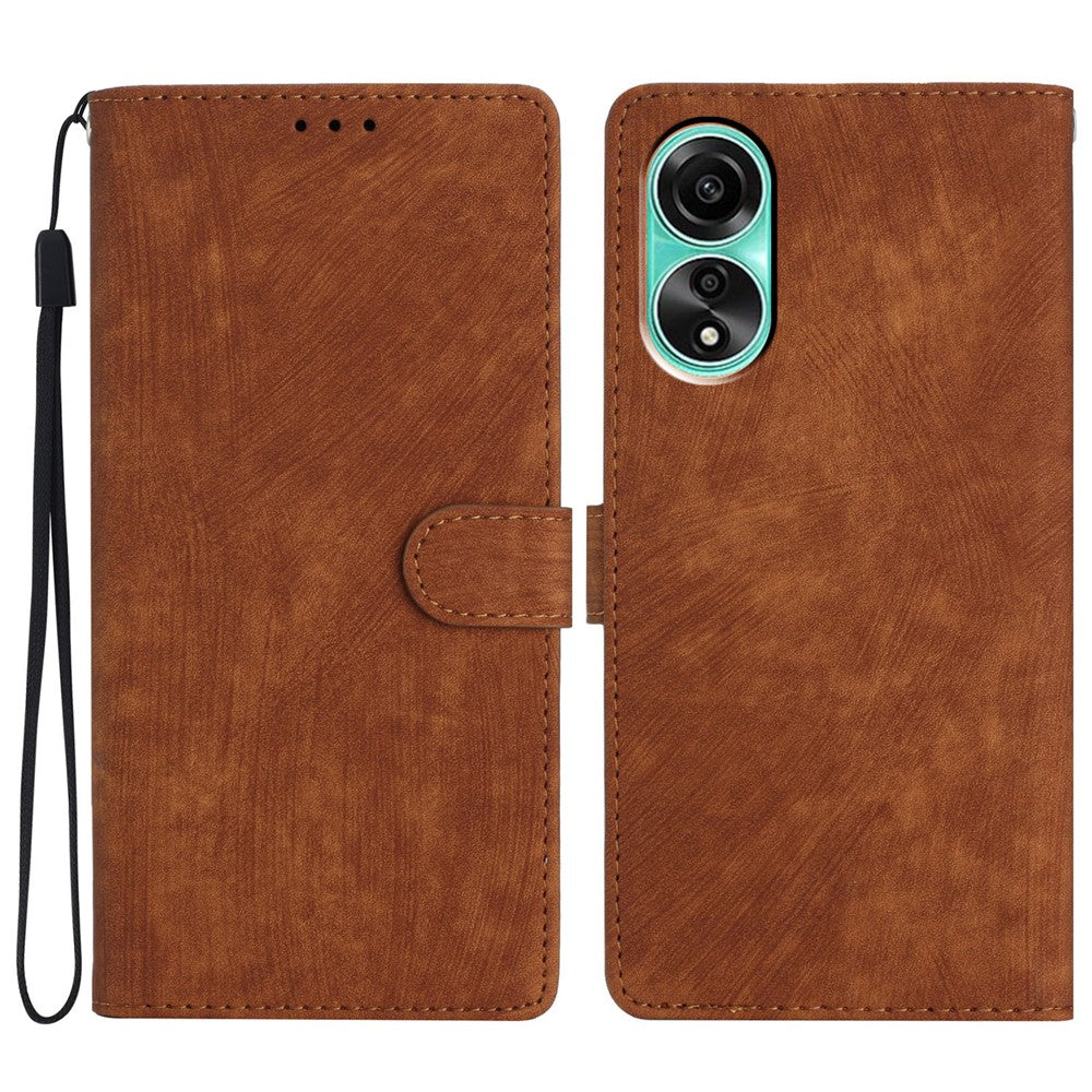 For Oppo A38 4G Case Skin-touch Leather Wallet Cover Solid Color Phone Shell