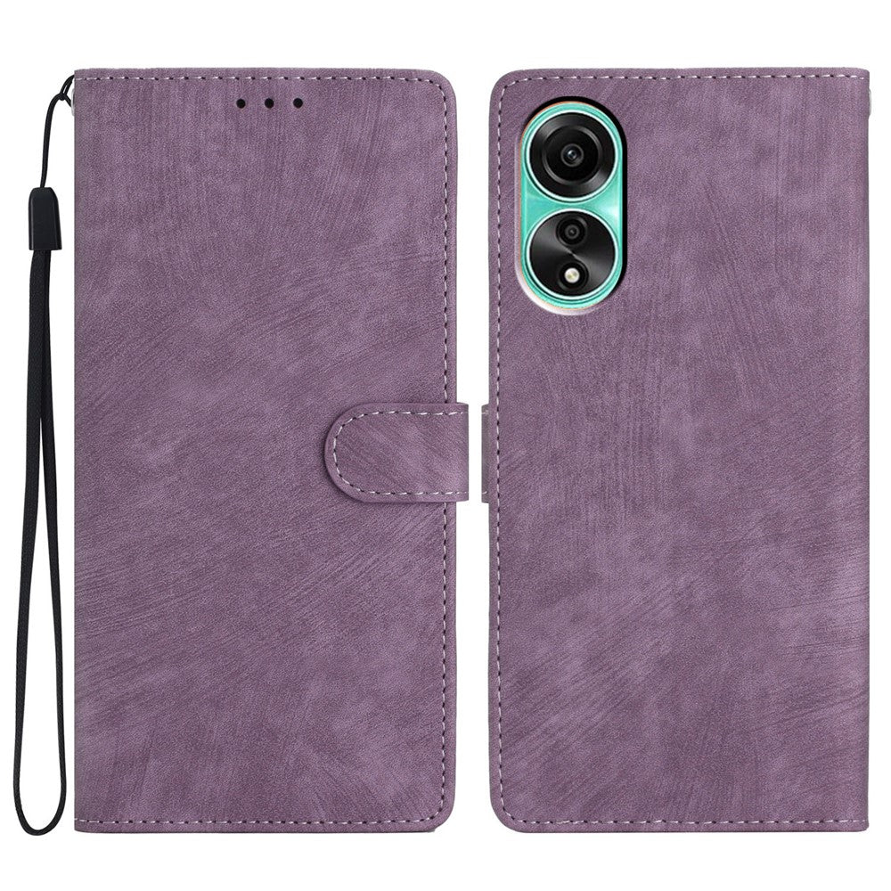 For Oppo A38 4G Case Skin-touch Leather Wallet Cover Solid Color Phone Shell
