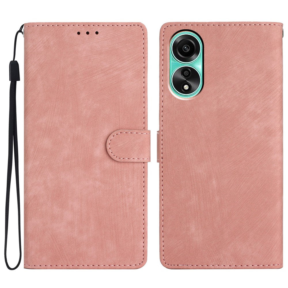 For Oppo A38 4G Case Skin-touch Leather Wallet Cover Solid Color Phone Shell