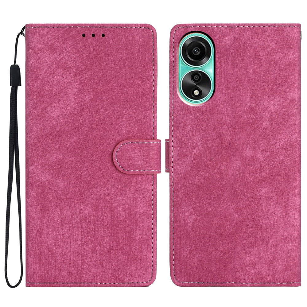 For Oppo A38 4G Case Skin-touch Leather Wallet Cover Solid Color Phone Shell