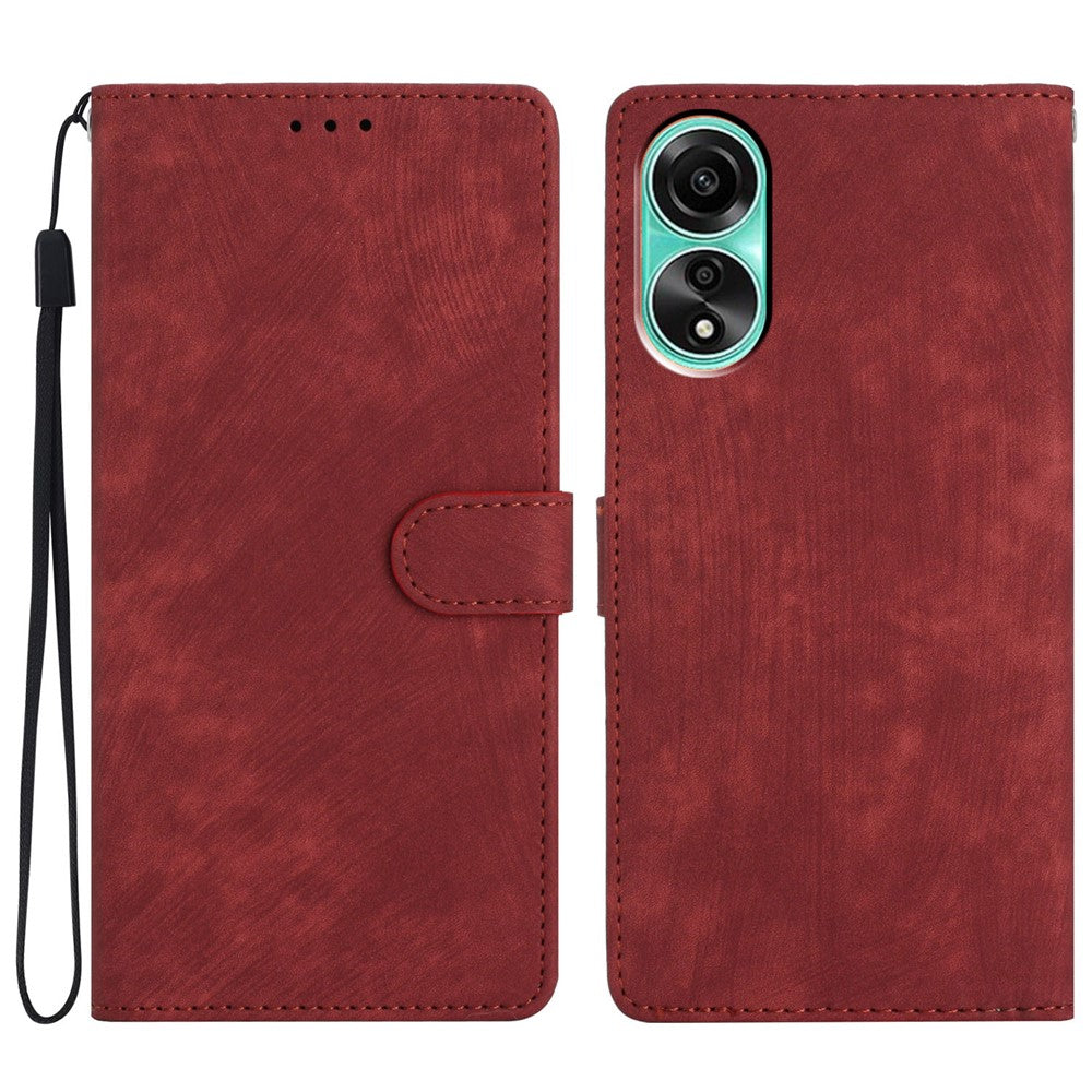 For Oppo A58 4G Case Skin-touch Leather Cover Solid Color Phone Stand Shell