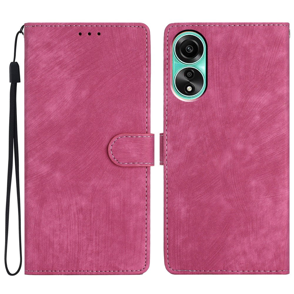 For Oppo A58 4G Case Skin-touch Leather Cover Solid Color Phone Stand Shell