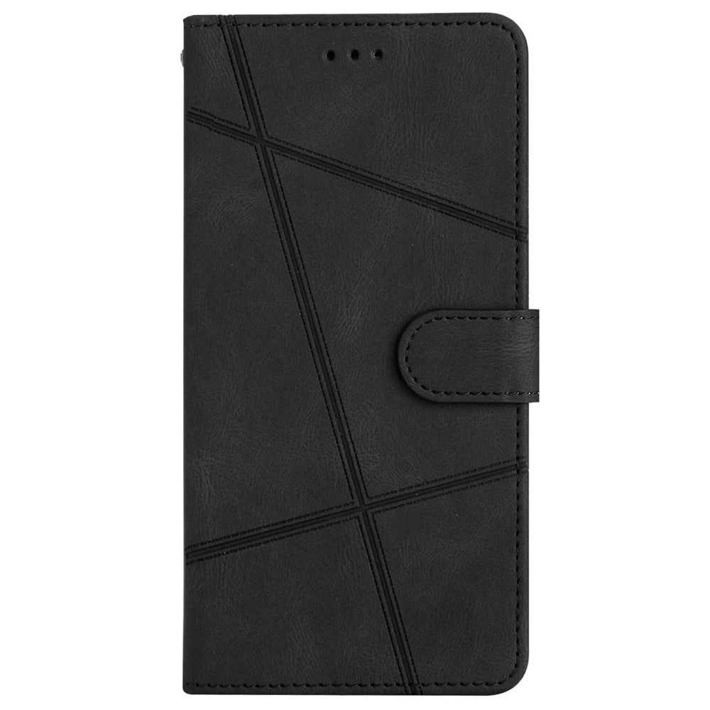 For Oppo A58 4G Leather Wallet Phone Cover Crazy Horse Texture Imprinted Lines Stand Case