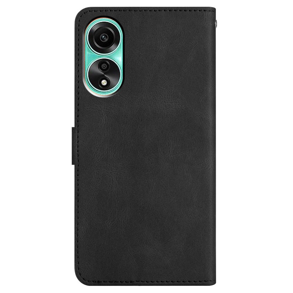 For Oppo A58 4G Leather Wallet Phone Cover Crazy Horse Texture Imprinted Lines Stand Case
