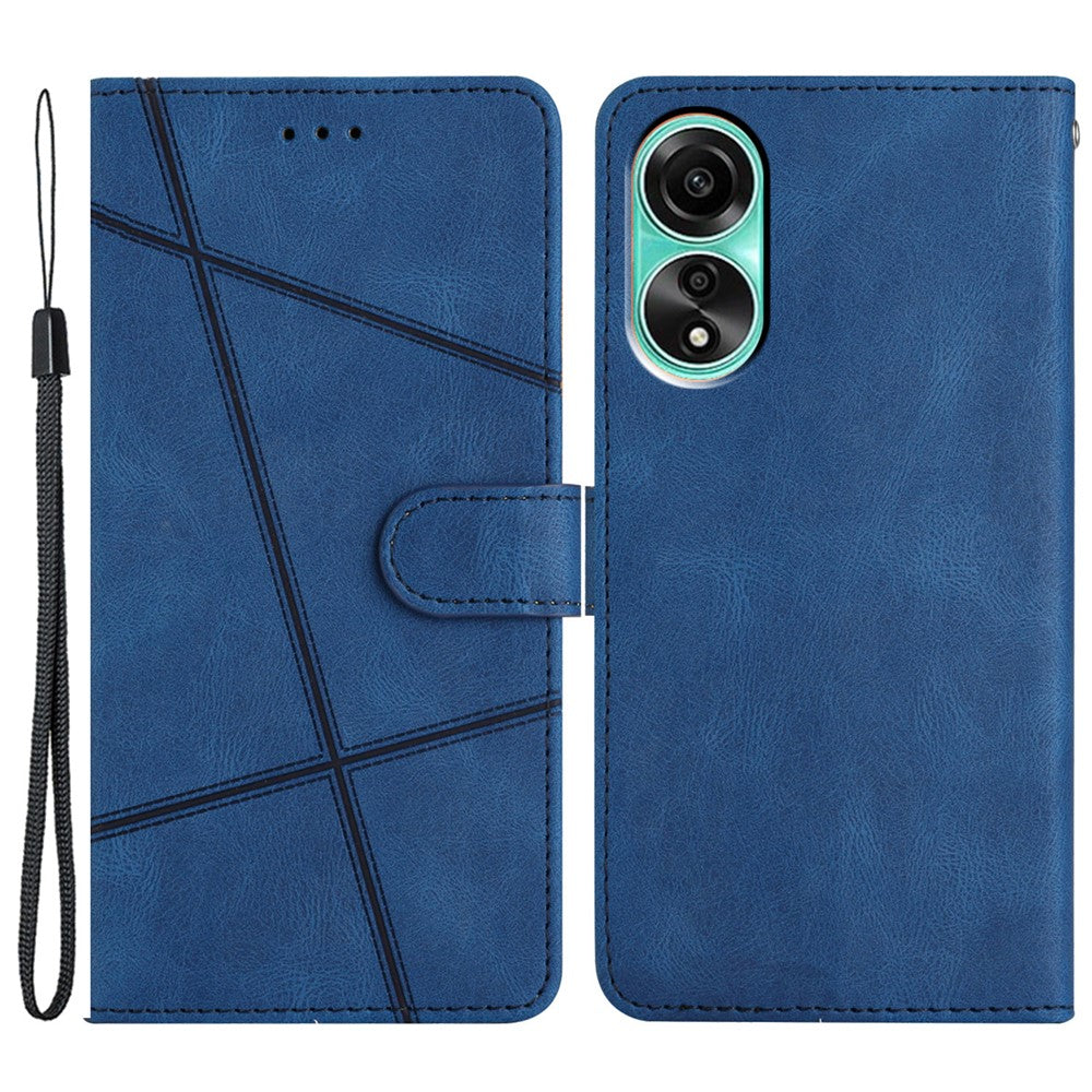For Oppo A58 4G Leather Wallet Phone Cover Crazy Horse Texture Imprinted Lines Stand Case