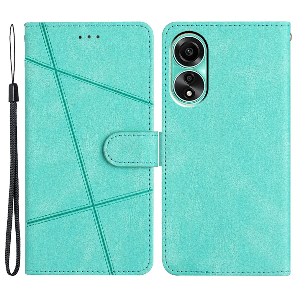 For Oppo A58 4G Leather Wallet Phone Cover Crazy Horse Texture Imprinted Lines Stand Case