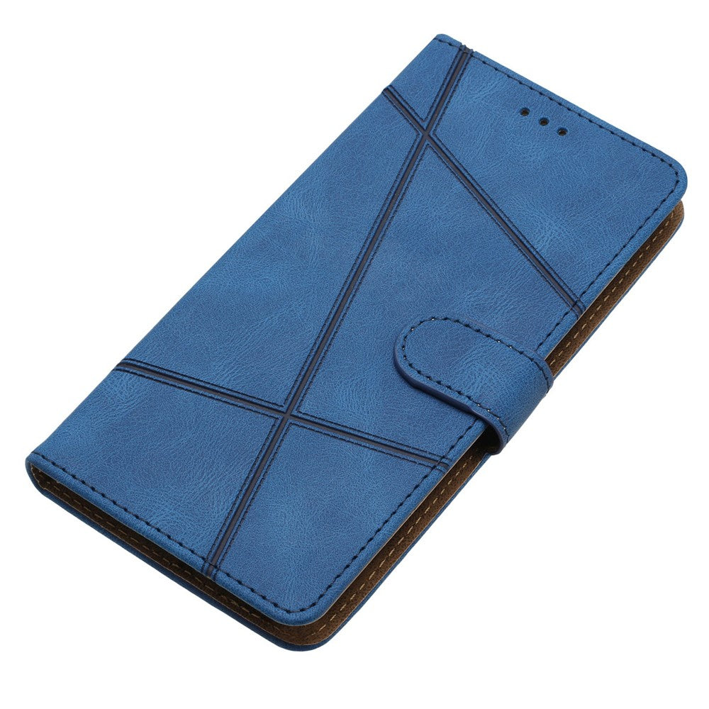 For Oppo A38 4G Imprinted Lines Leather Phone Case Wallet Stand Crazy Horse Texture Cover