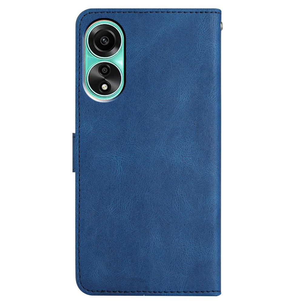 For Oppo A38 4G Imprinted Lines Leather Phone Case Wallet Stand Crazy Horse Texture Cover