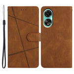 For Oppo A38 4G Imprinted Lines Leather Phone Case Wallet Stand Crazy Horse Texture Cover