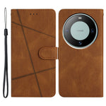 For Huawei Mate 60 Pro Crazy Horse Texture PU Leather Wallet Stand Case Imprinted Lines Phone Cover