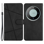 For Huawei Mate 60 Pro Crazy Horse Texture PU Leather Wallet Stand Case Imprinted Lines Phone Cover