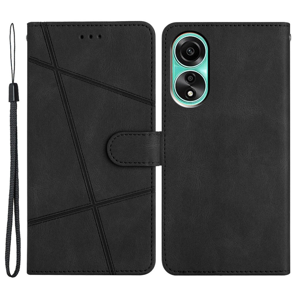 For Oppo A78 4G Wallet Phone Case Stand PU Leather Crazy Horse Texture Imprinted Lines Cover