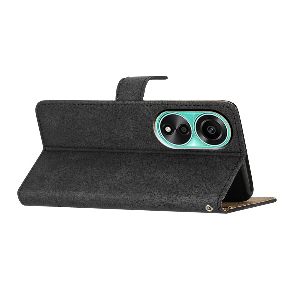 For Oppo A78 4G Wallet Phone Case Stand PU Leather Crazy Horse Texture Imprinted Lines Cover