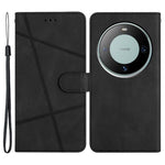 For Huawei Mate 60 Wallet Stand Phone Case Crazy Horse Texture PU Leather Imprinted Lines Cover