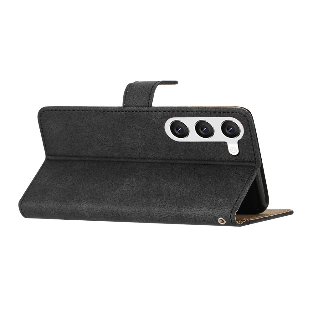 Til Samsung Galaxy A05s 4G pung PU-læder stander etui prægede linjer Crazy Horse-tekstur telefoncover