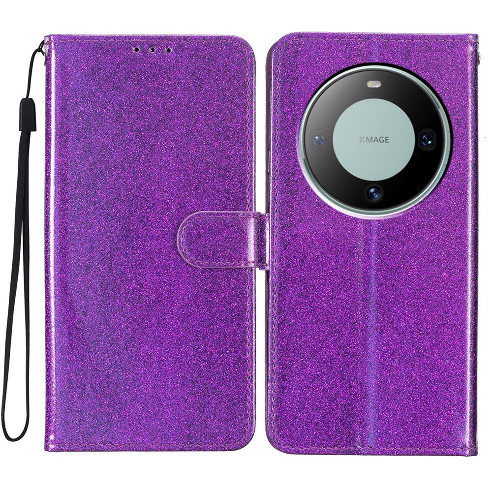 For Huawei Mate 60 Glitter PU Leather Case Anti-scratch Wallet Stand Phone Cover