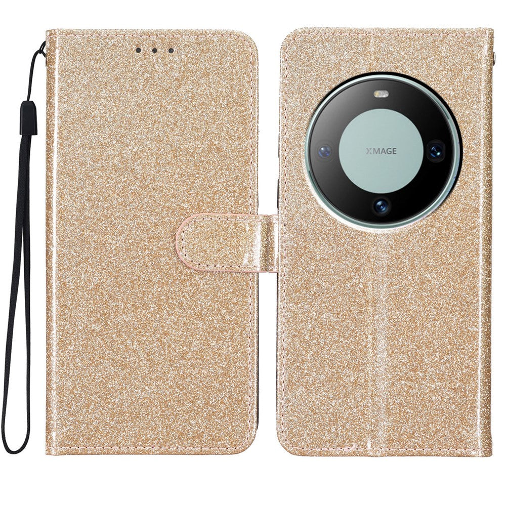 For Huawei Mate 60 Glitter PU Leather Case Anti-scratch Wallet Stand Phone Cover