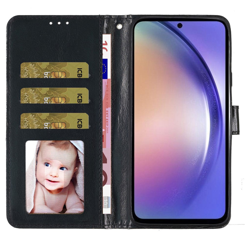 Til Samsung Galaxy A05 4G Glittery PU-læderpung Telefoncover Stødsikkert Flip Stand-cover