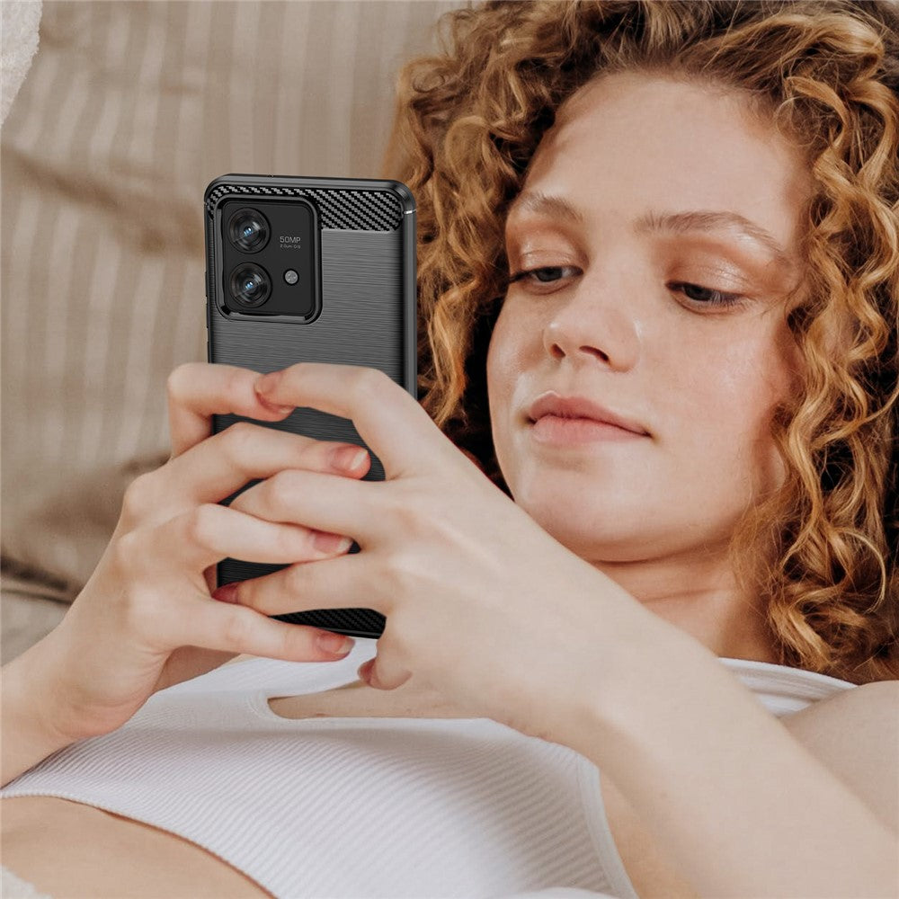 TPU Telefoncover til Motorola Edge 40 Neo 5G Etui Kulfiber Tekstur Cover
