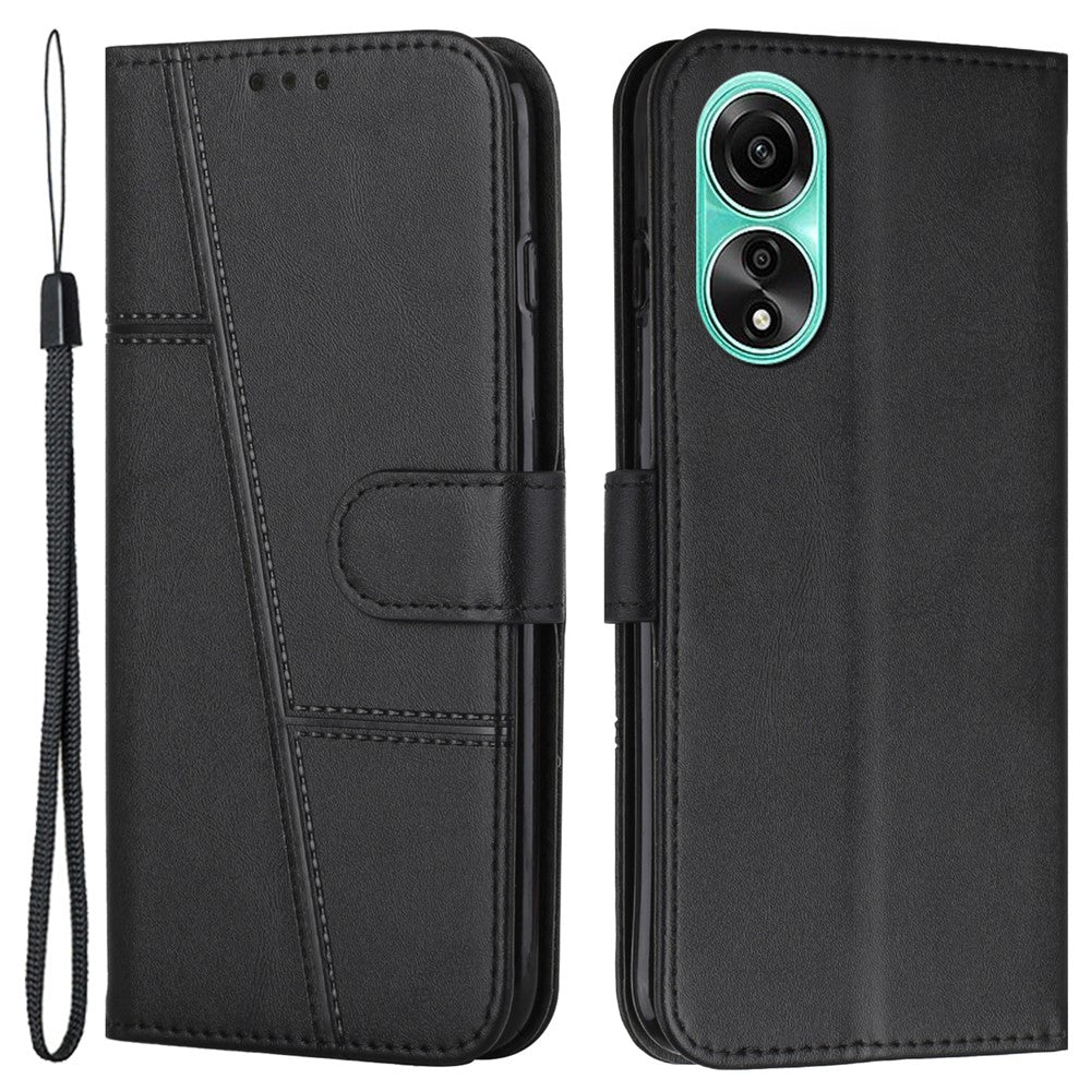 Shockproof Phone Cover for Oppo A78 4G Case Calf Texture Wallet PU Leather Stand Cell Phone Shell