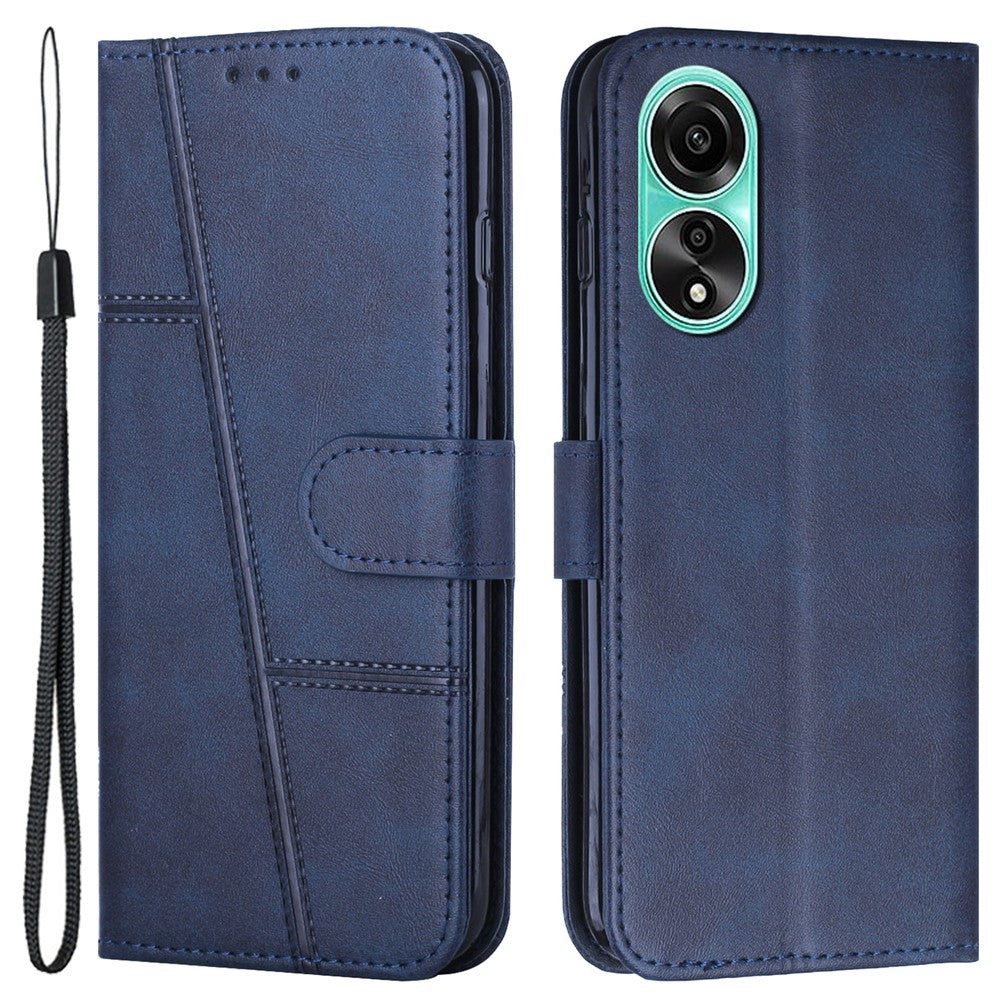 Shockproof Phone Cover for Oppo A78 4G Case Calf Texture Wallet PU Leather Stand Cell Phone Shell