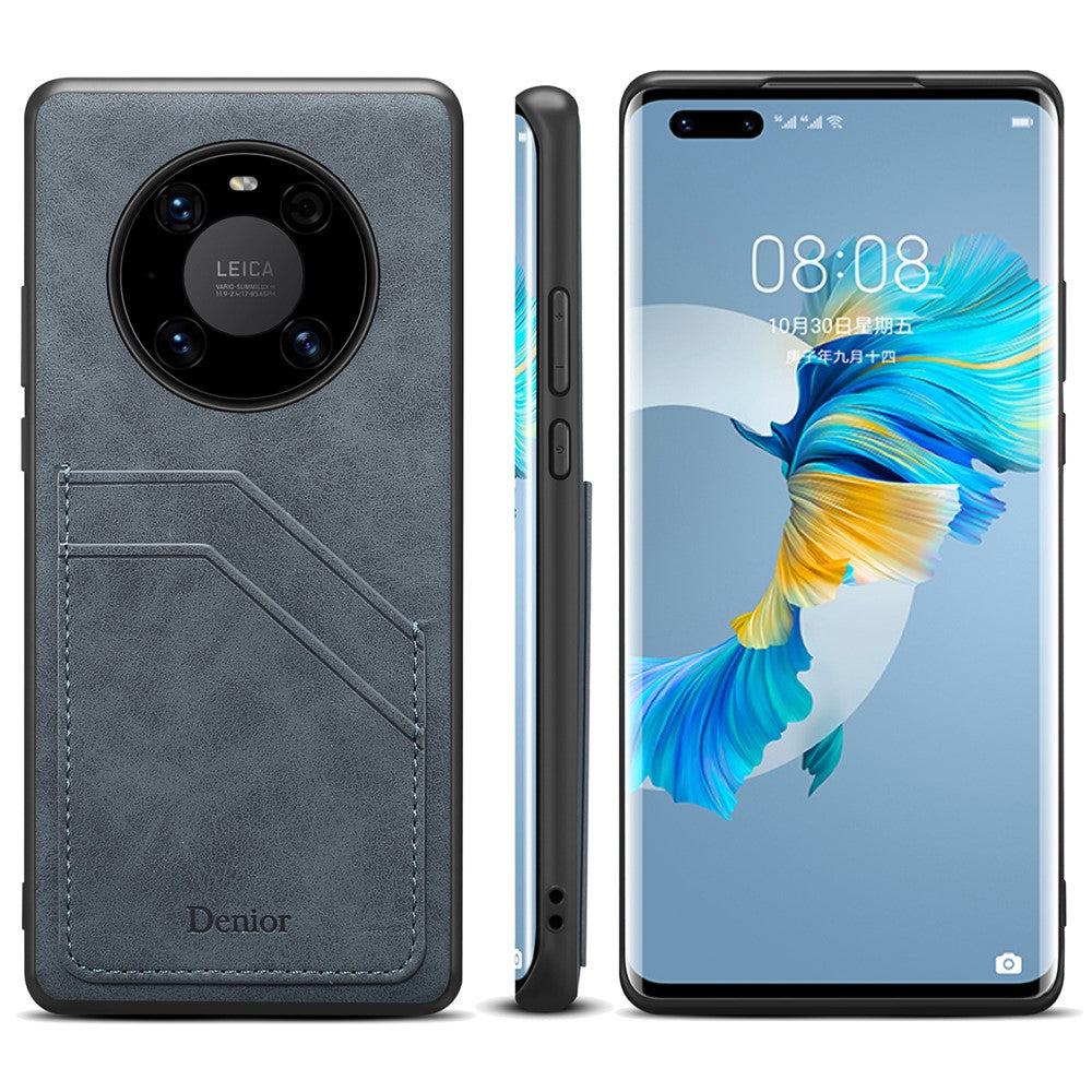 DENIOR For Huawei Mate 60 Pro / 60 Pro+ Case Dual Card Slots PU Leather+TPU+PC Phone Cover