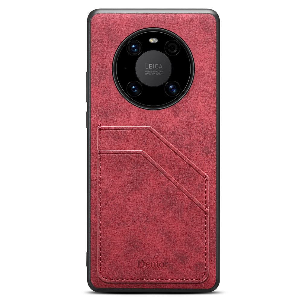 DENIOR For Huawei Mate 60 Pro / 60 Pro+ Case Dual Card Slots PU Leather+TPU+PC Phone Cover