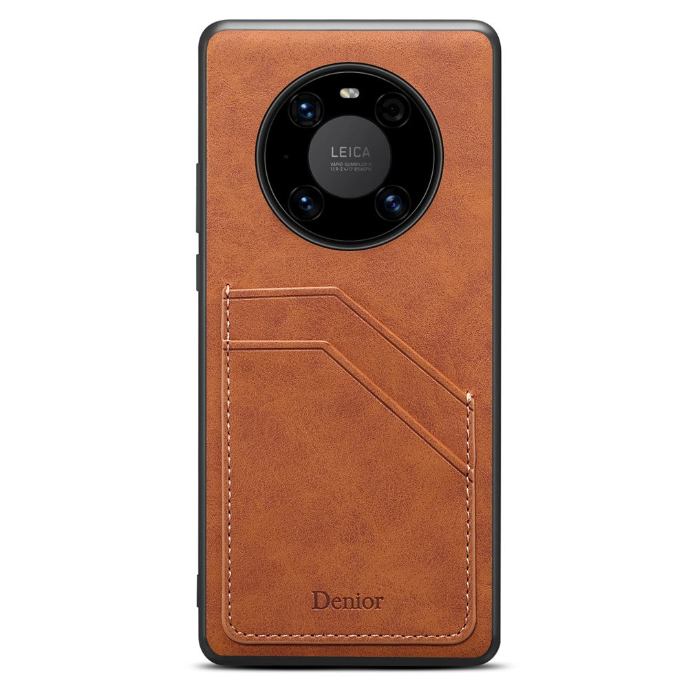 DENIOR For Huawei Mate 60 Pro / 60 Pro+ Case Dual Card Slots PU Leather+TPU+PC Phone Cover