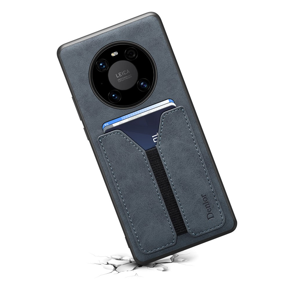 DENIOR For Huawei Mate 60 Pro / 60 Pro+ Case Elastic Card Holder PU Leather Coated TPU+PC Phone Cover