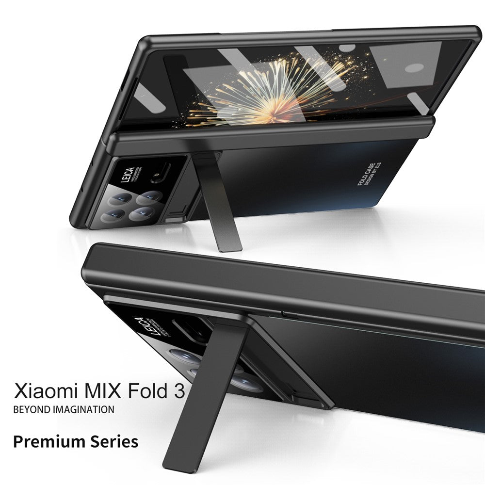 For Xiaomi Mix Fold 3 5G Case Kickstand PC Electroplating Phone Cover with Screen Film + Lens Film
