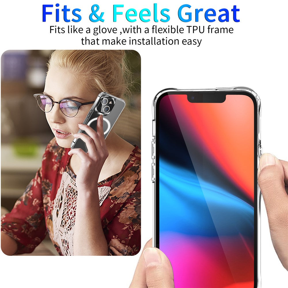 For iPhone 15 Plus Magnetic Case Compatible with Magsafe TPU+Acrylic Anti-drop Phone Cover
