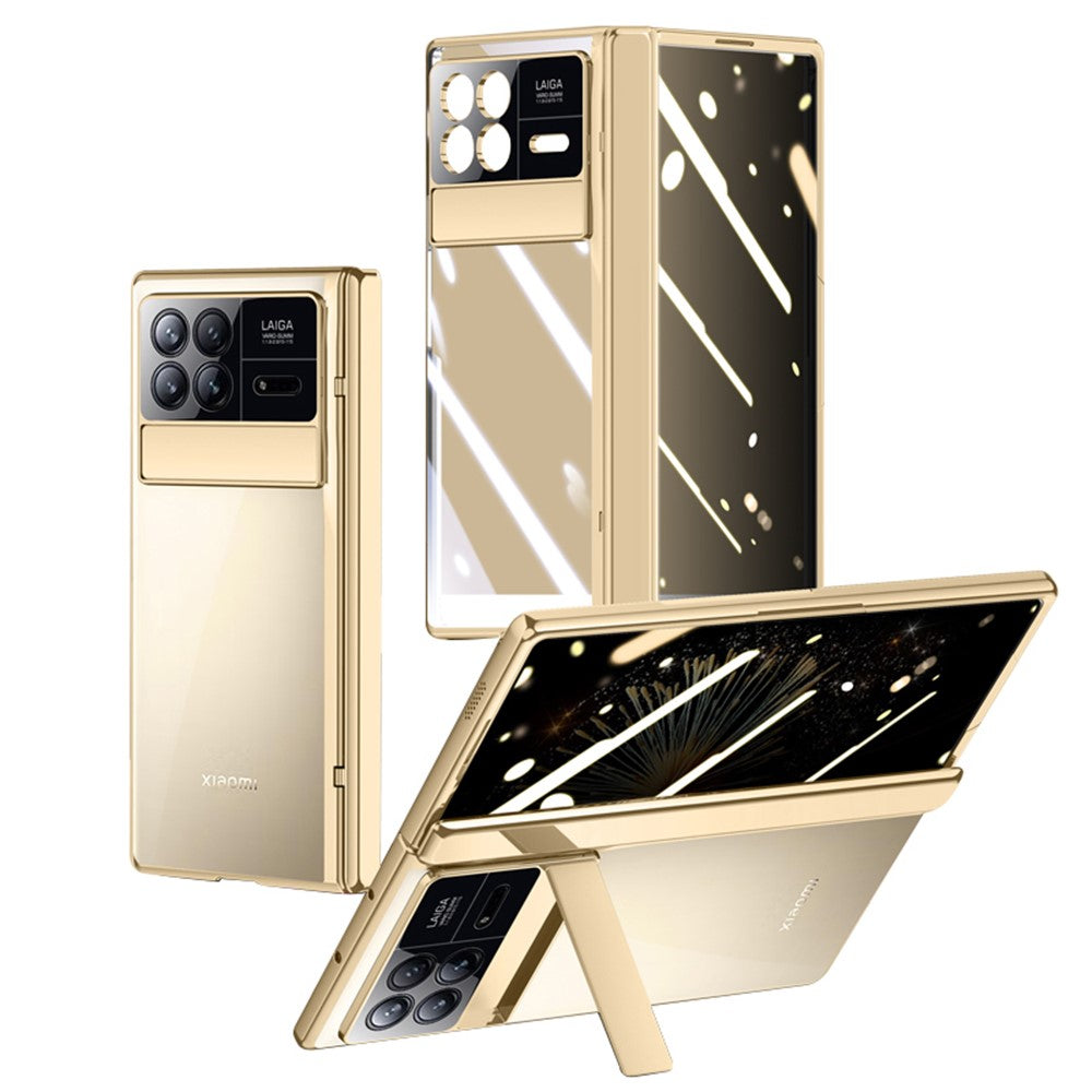 For Xiaomi Mix Fold 3 5G Case Clear PC Kickstand Phone Cover with Anti-Spy Screen Protector