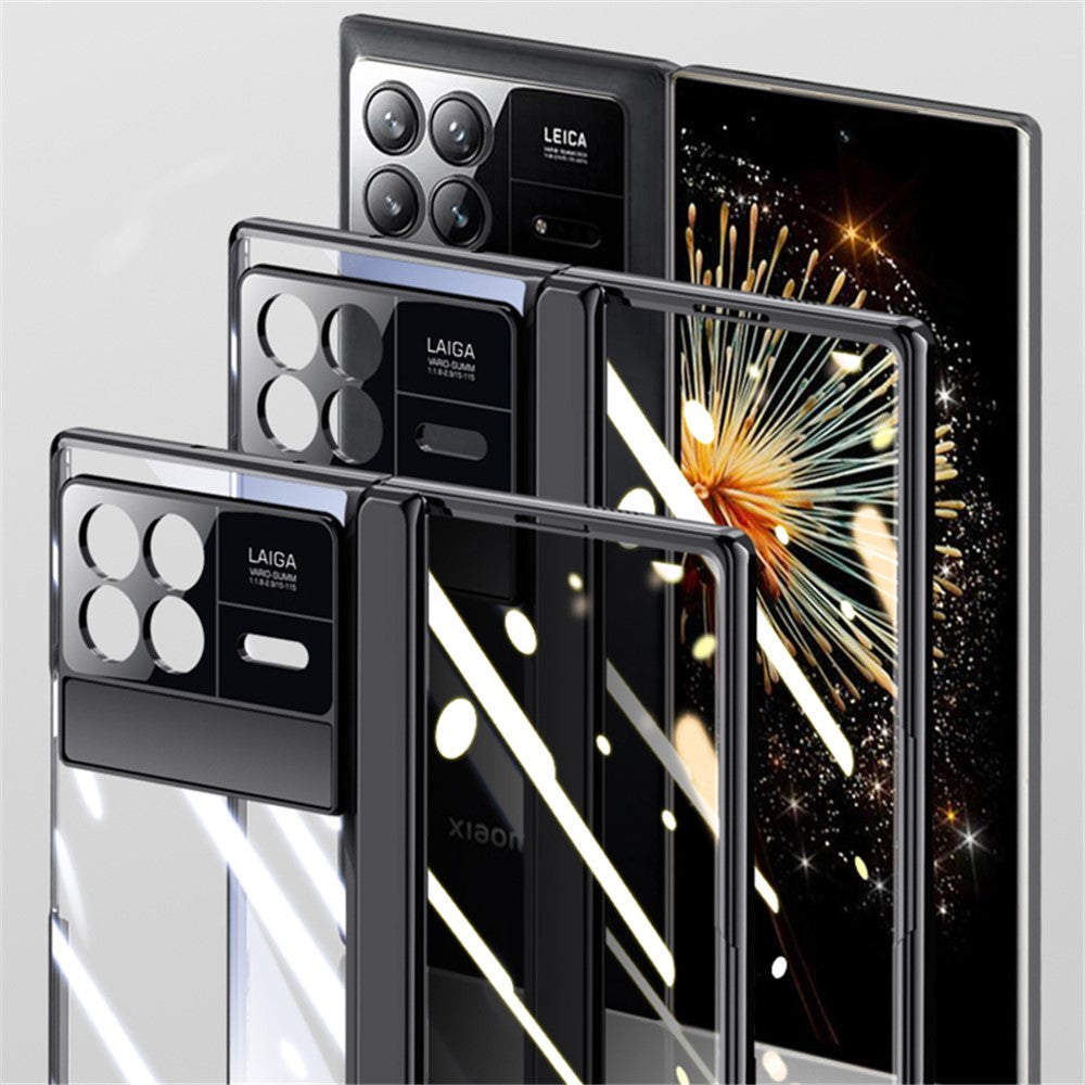 For Xiaomi Mix Fold 3 5G Case Clear PC Kickstand Phone Cover with Anti-Spy Screen Protector