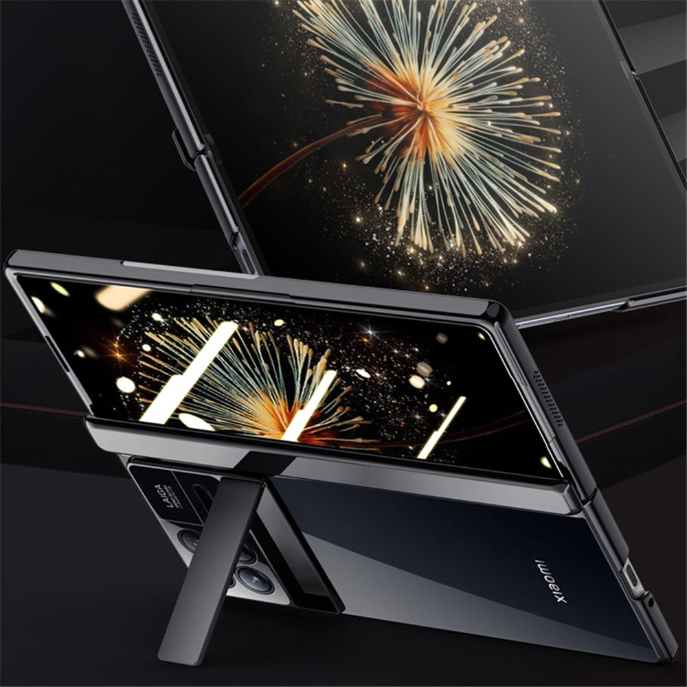 For Xiaomi Mix Fold 3 5G Case Clear PC Kickstand Phone Cover with Anti-Spy Screen Protector