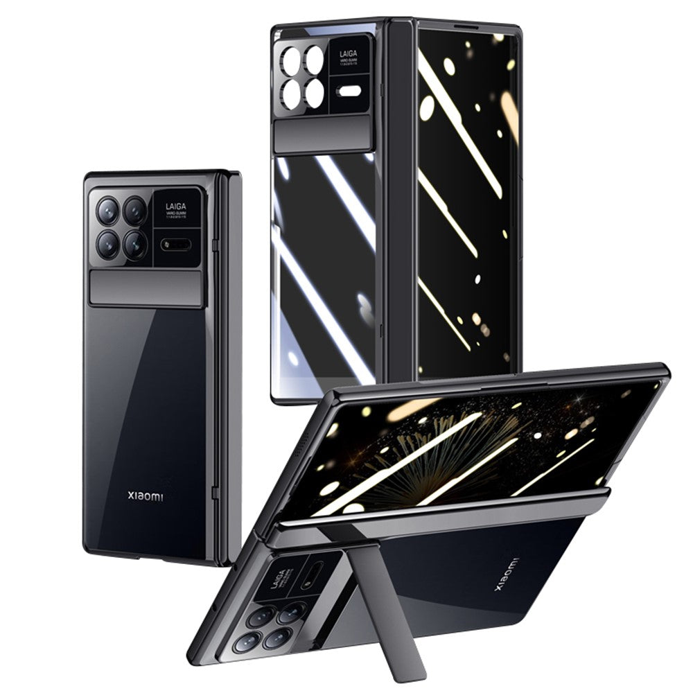 For Xiaomi Mix Fold 3 5G Case Clear PC Kickstand Phone Cover with Anti-Spy Screen Protector