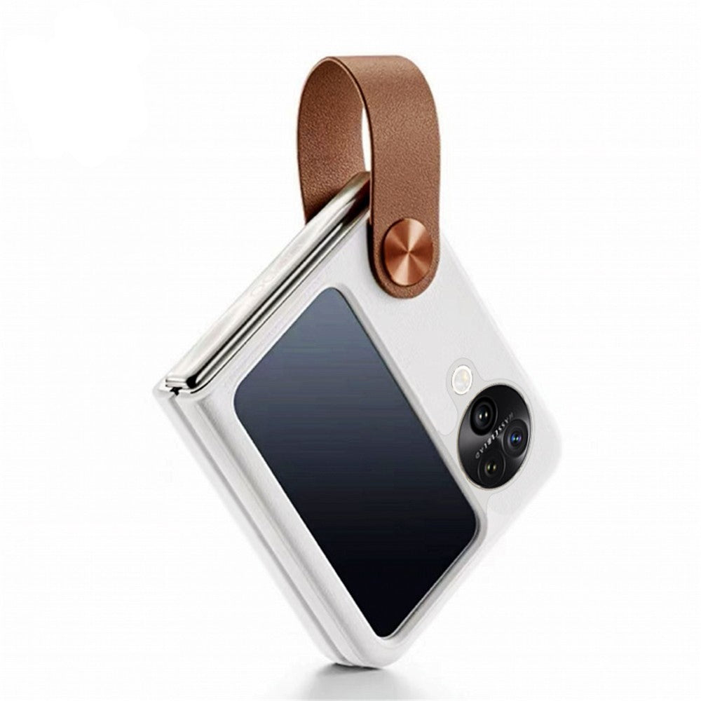 For Oppo Find N3 Flip 5G Case PU Leather + PC Finger Loop Holder Kickstand Phone Cover