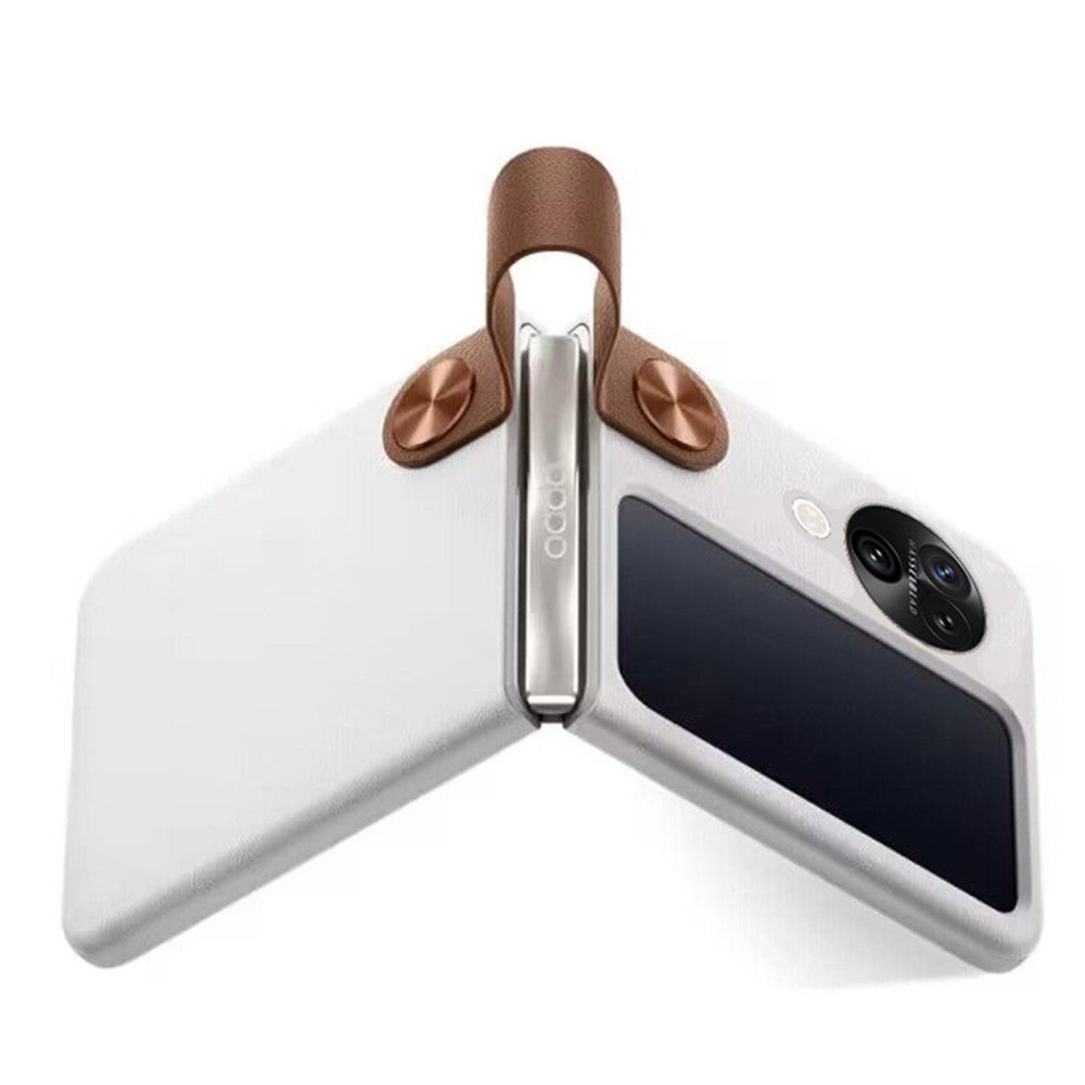 For Oppo Find N3 Flip 5G Case PU Leather + PC Finger Loop Holder Kickstand Phone Cover
