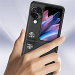 For Oppo Find N3 Flip 5G Case PU Leather + PC Finger Loop Holder Kickstand Phone Cover
