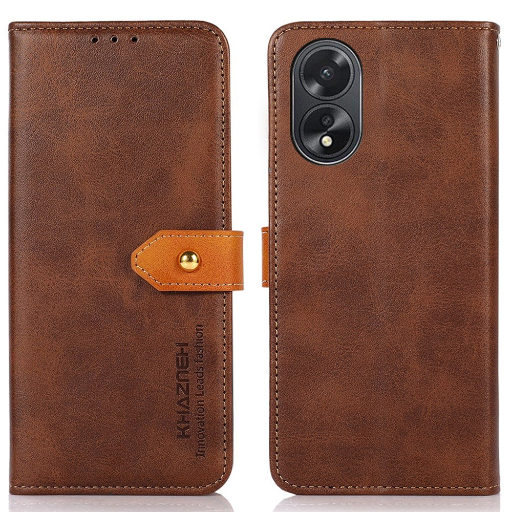 KHAZNEH For Oppo A38 4G Case Cowhide Texture PU Leather Stand Phone Cover Wallet