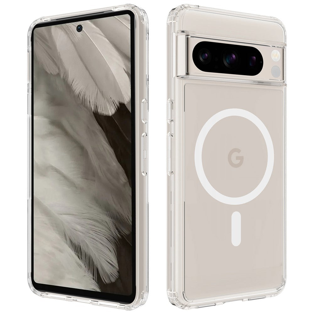 Til Google Pixel 8 Pro cover Akryl+TPU Gennemsigtigt telefoncover Magnetisk cover