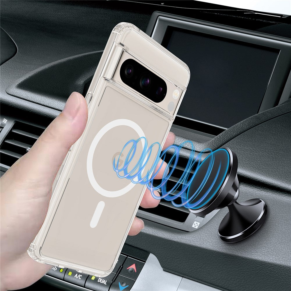Til Google Pixel 8 Pro cover Akryl+TPU Gennemsigtigt telefoncover Magnetisk cover