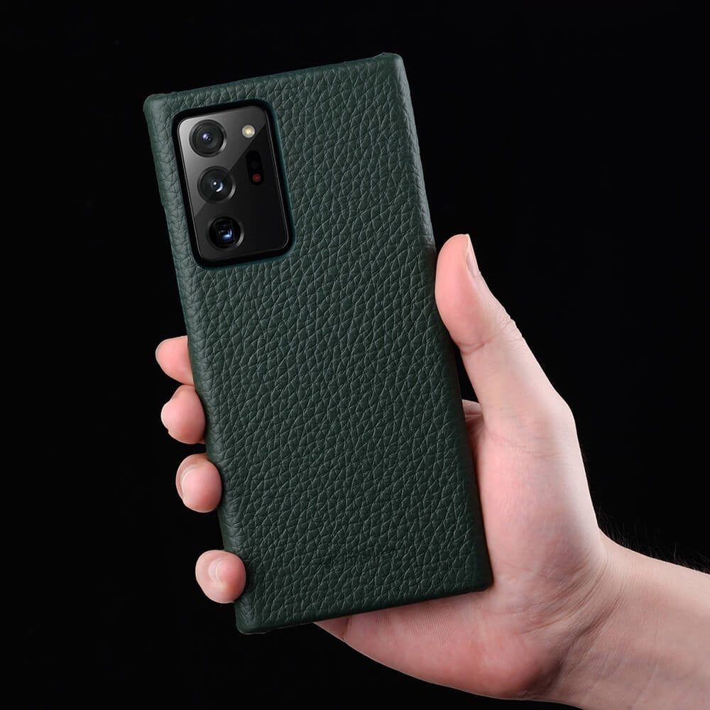 MELKCO Shockproof Phone Case for Samsung Galaxy Note20 Ultra / Note20 Ultra 5G , Genuine Cow Leather Coated PC Protective Cover