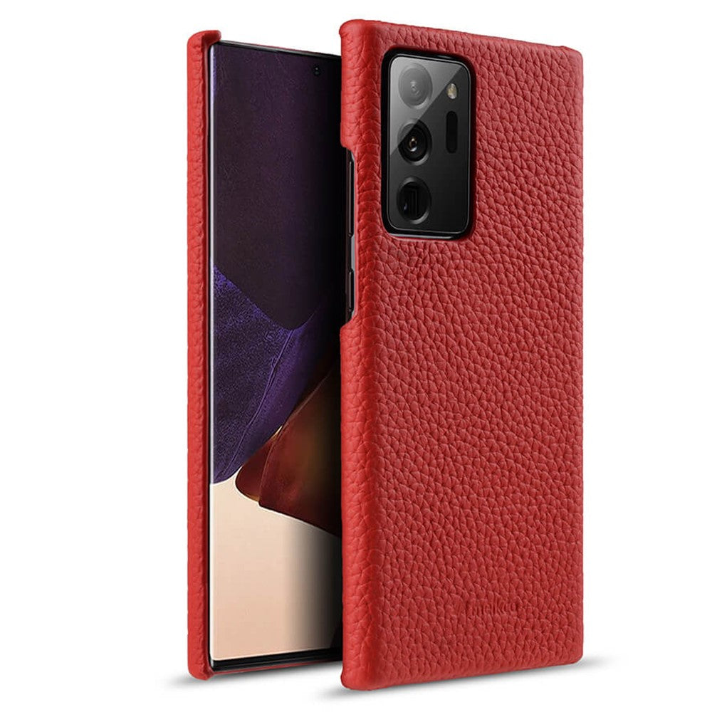 MELKCO Shockproof Phone Case for Samsung Galaxy Note20 Ultra / Note20 Ultra 5G , Genuine Cow Leather Coated PC Protective Cover