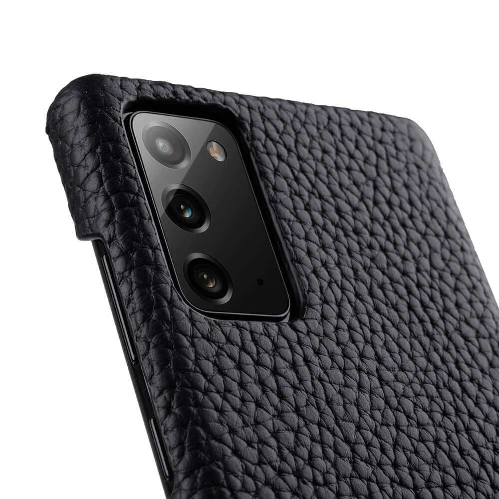 MELKCO Back Phone Case for Samsung Galaxy Note20 / Note20 5G , Genuine Cow Leather Coated PC Anti-Drop Cover