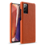 MELKCO Back Phone Case for Samsung Galaxy Note20 / Note20 5G , Genuine Cow Leather Coated PC Anti-Drop Cover