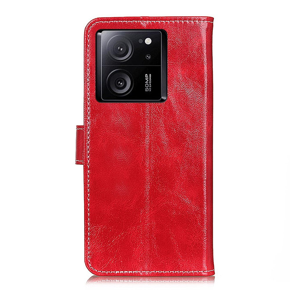 Xiaomi 13T / 13T Pro / Redmi K60 Ultra-skal Plånboksfodral med stativ, Crazy Horse-texturerat läderfodral