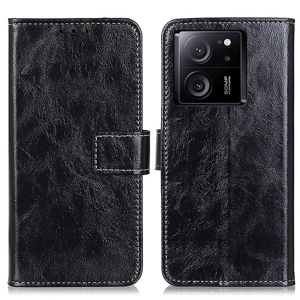 Xiaomi 13T / 13T Pro / Redmi K60 Ultra-skal Plånboksfodral med stativ, Crazy Horse-texturerat läderfodral