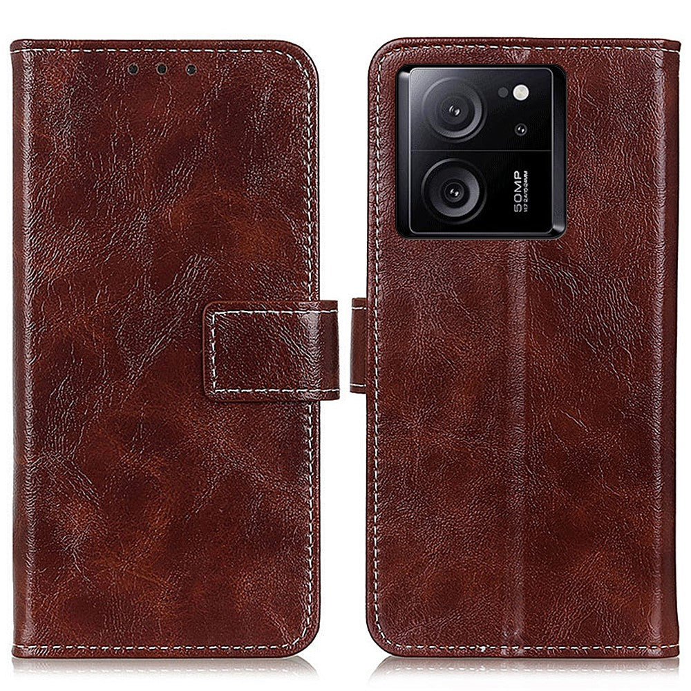 Xiaomi 13T / 13T Pro / Redmi K60 Ultra-skal Plånboksfodral med stativ, Crazy Horse-texturerat läderfodral