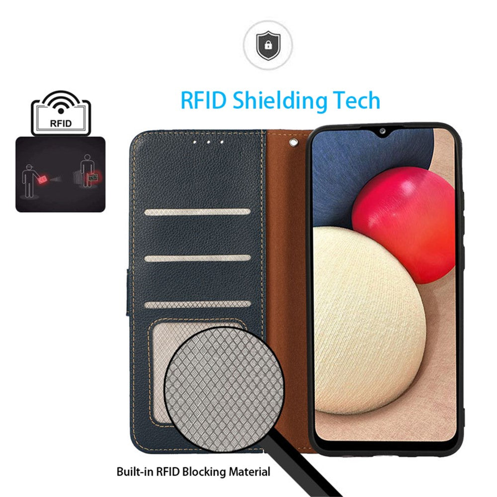 KHAZNEH Til Samsung Galaxy A05 4G Cover RFID Blokerende Pung PU Læder Telefonstativ Cover